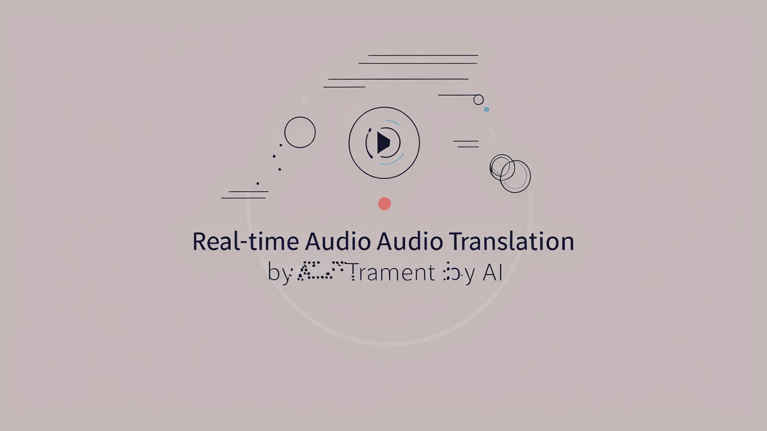 Create a minimalistic and elegant image representing the concept of real time audio translation by AI, showcasing themes of communication, technology, and global connectivity  Use a professional color palette without text 