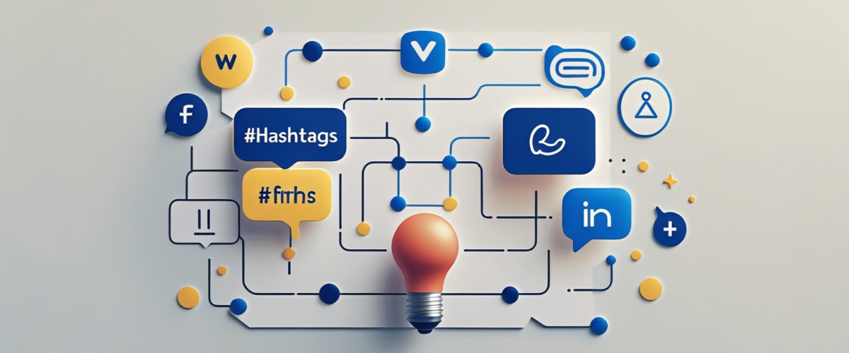 Imagen minimalista que ilustra cómo los hashtags mejoran la visibilidad en Instagram mediante símbolos abstractos y colores suaves 