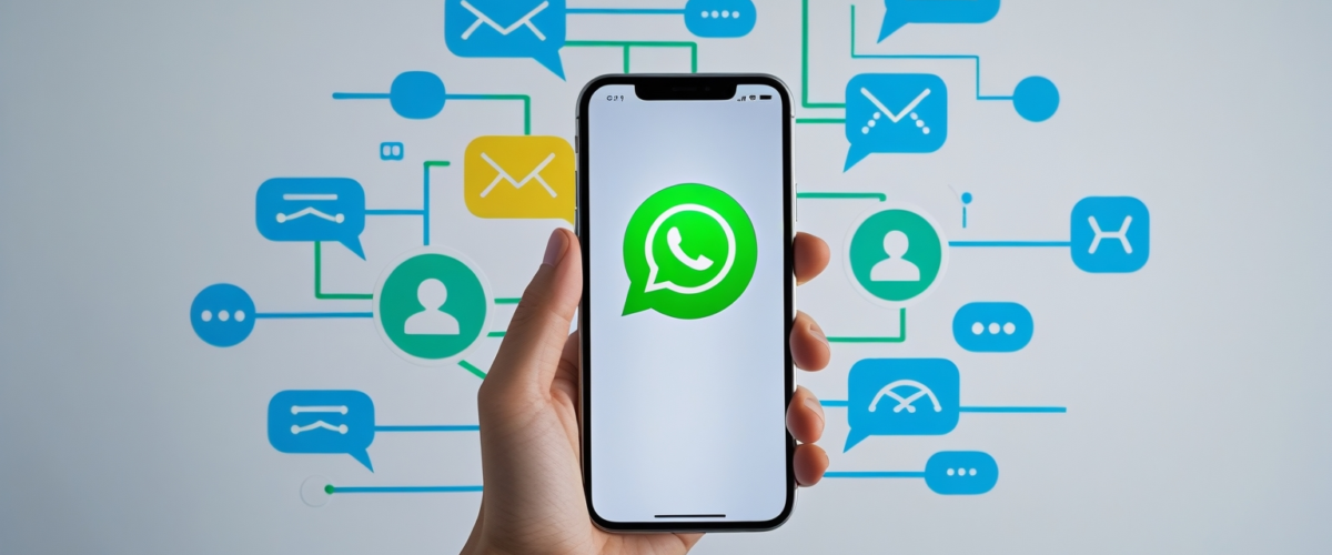 Imagen minimalista que simboliza la conexión digital en WhatsApp, destacando la comunicación efectiva para negocios 