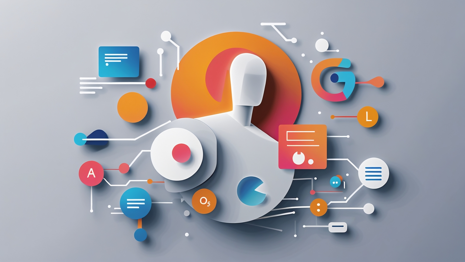 Imagen minimalista que simboliza la personalización en marketing con elementos digitales y tecnología, representando la conexión y fidelización del cliente 