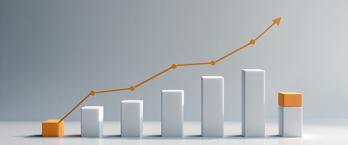 Gráfico minimalista y elegante que ilustra el retorno de la inversión en tecnología de IA, destacando el análisis de datos y la optimización de recursos 