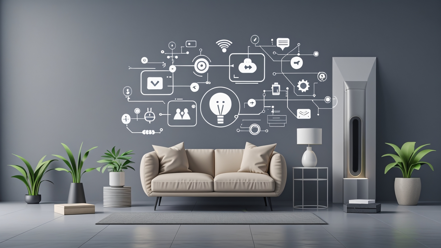Novedades de Productos en Febrero 2025: Innovación en Marketing Digital Ilustración minimalista de tecnología y marketing digital, simbolizando las últimas tendencias y novedades de febrero 2025