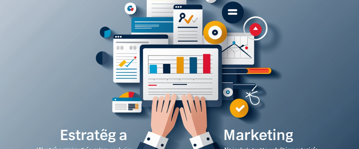 Imagen minimalista que destaca la planificación y análisis estratégico en marketing, representando crecimiento y profesionalismo 
