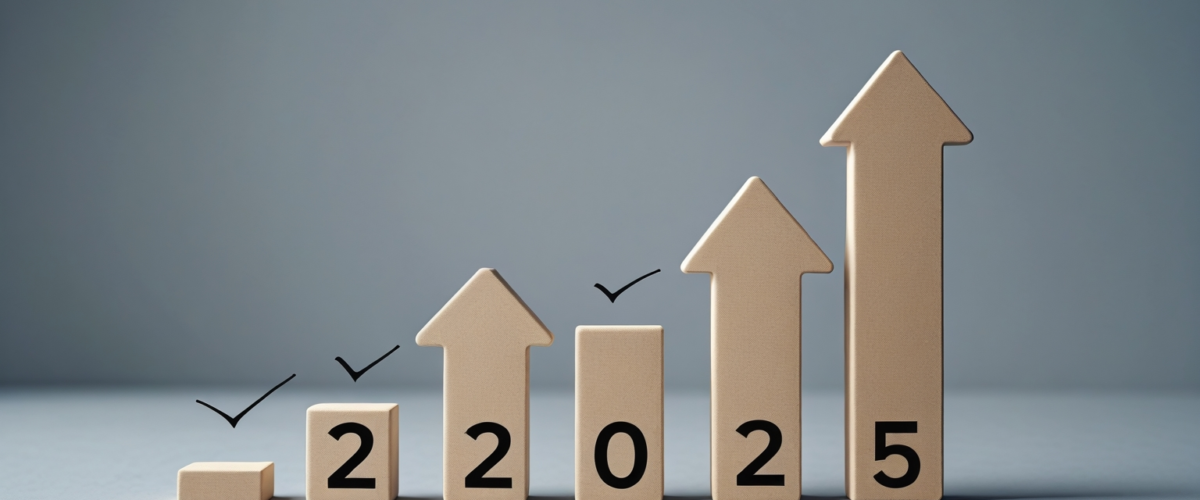 Imagen minimalista y profesional que simboliza el éxito y el crecimiento empresarial en 2025, sin texto en la imagen 