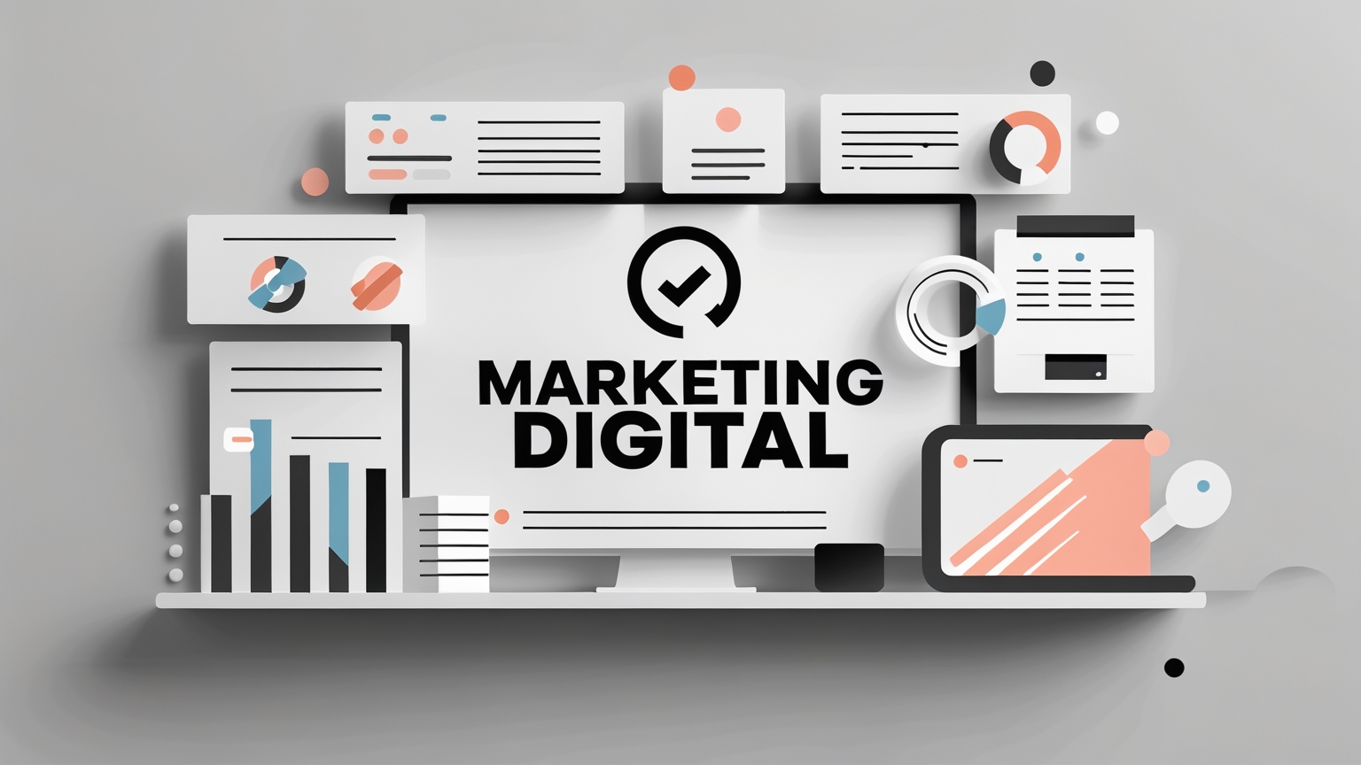 Imagen minimalista que representa estrategia y tecnología en marketing digital para el 2025 