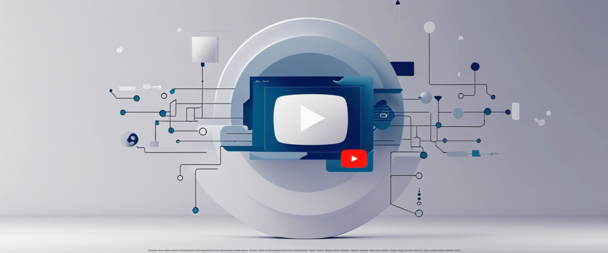 Imagen minimalista que simboliza la evolución de YouTube, enfocada en contenido interactivo y alta calidad visual, ideal para estrategias de marketing digital 