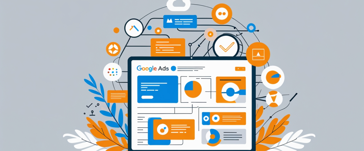 Imagen minimalista que muestra la integración de la inteligencia artificial en Google Ads para optimizar la publicidad digital 