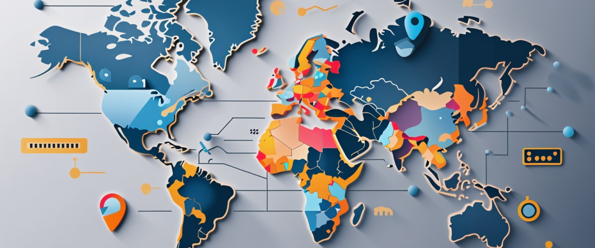 Imagen minimalista que ilustra la integración de la geolocalización en estrategias de marketing, destacando tecnología, mapas digitales y conexión con clientes 